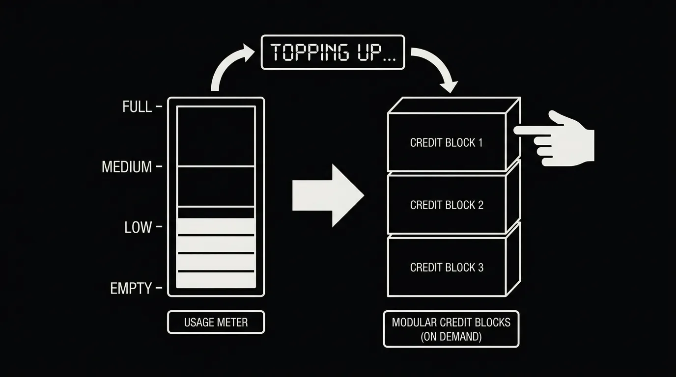 A funnel where light particles drain away at a tall paywall, versus a shorter low top-up step most particles pass through